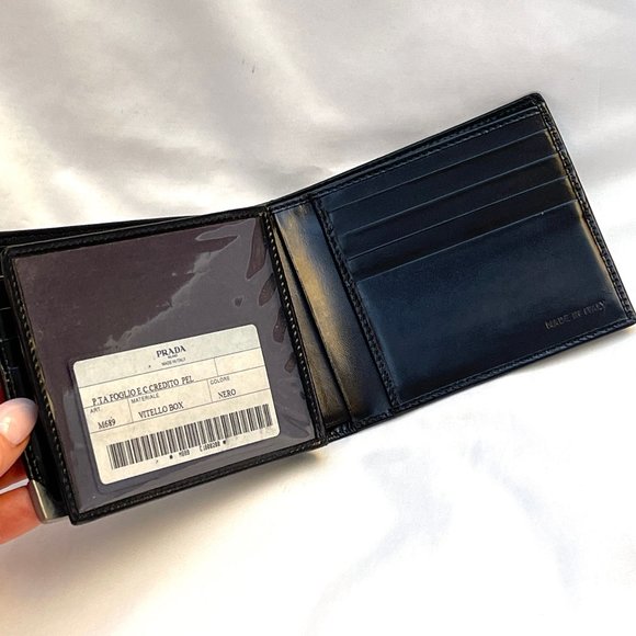 Auc Prada Black Pat Leather Three Fold ID Wallet Vintage - Picture 5 of 16